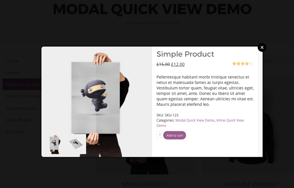 WooCommerce Simple Product Quick View Example