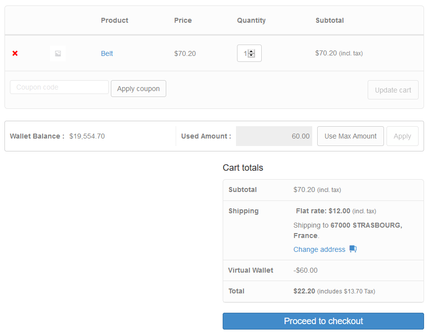 Woocommerce Checkout Page With Wallet Balance Example