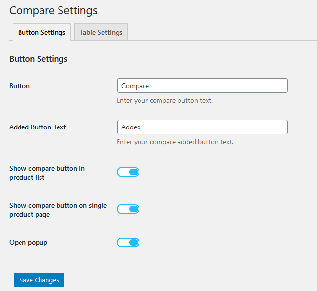 Woocommerce Compare Product Bottom Setting