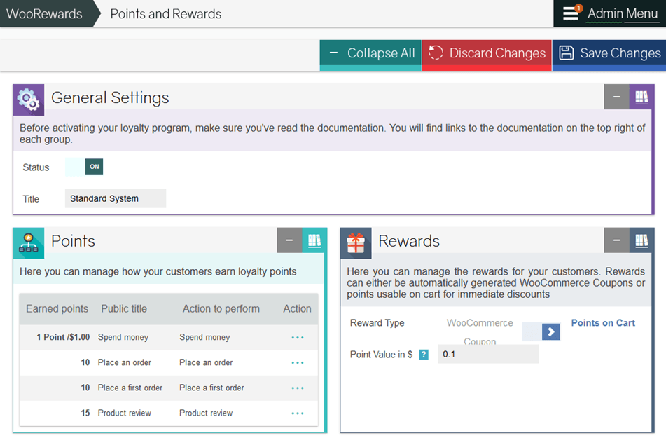 Woocommerce Point Reward General setting