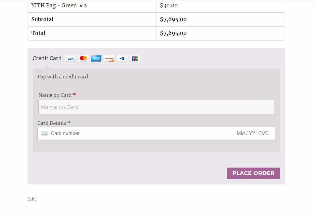 Woocommerce Stripe Payment Gateway Elements Example