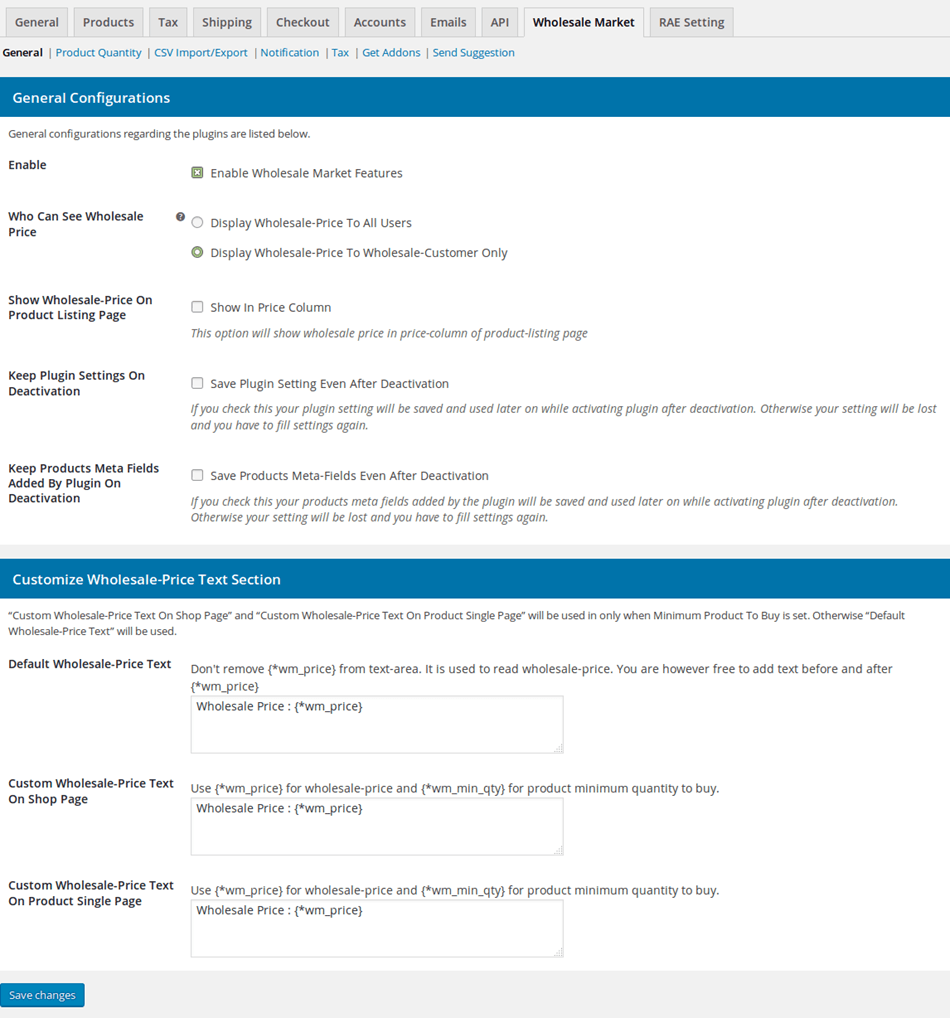 Woocommerce Wholesale Market General Configuration