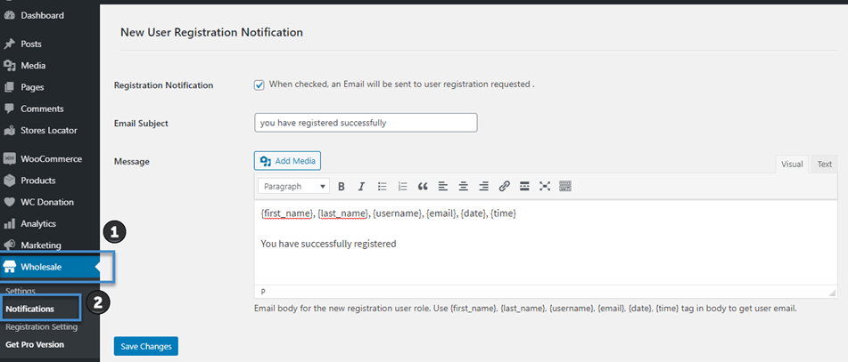 Woocommerce Wholesale New User Registration setting