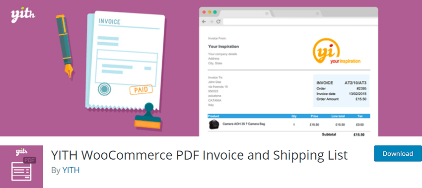 YITH WooCommerce PDF Invoice and Shipping List