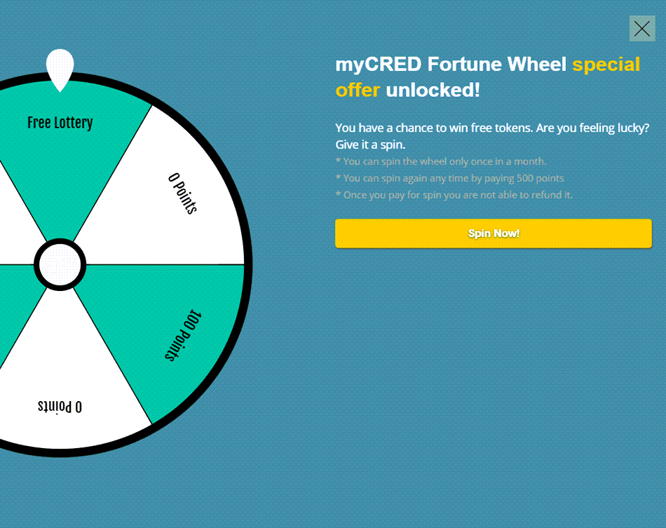 myCRED Fortune Wheel Special Offer Unlocked Example