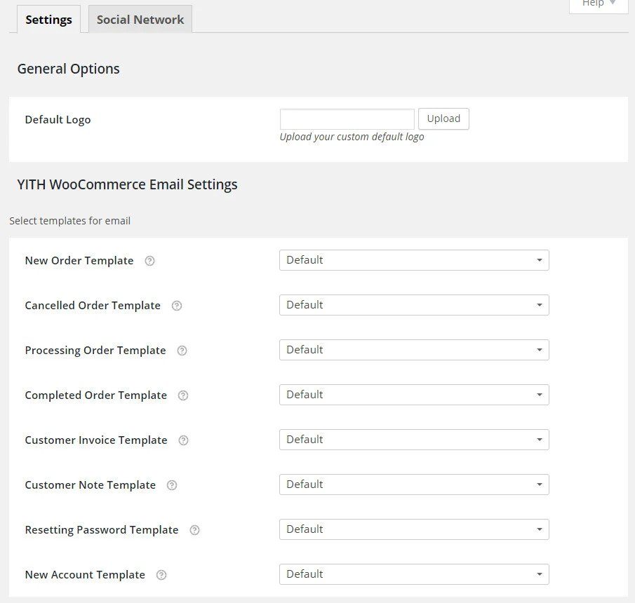 yith woocommerce email templates General Setting