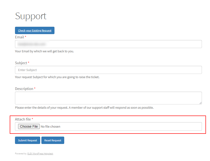 Attachment Support Ticket System Demo