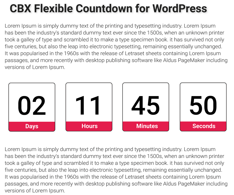 CBX Flexible Countdown For WordPress Screenshot
