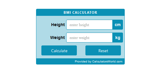 CC BMI Calculator plugin Screenshot