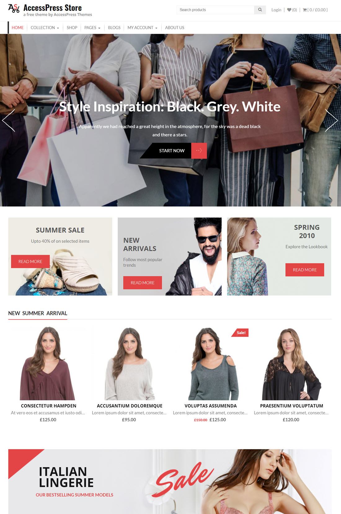 Clothing Ecommerce free WordPress design Theame