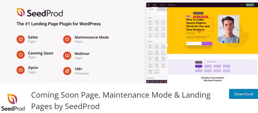 Coming Soon Page, Maintenance Mode & Landing Pages by SeedProd