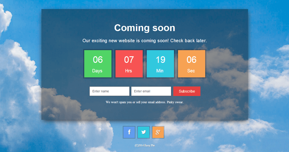 Coming Soon Page Screenshot