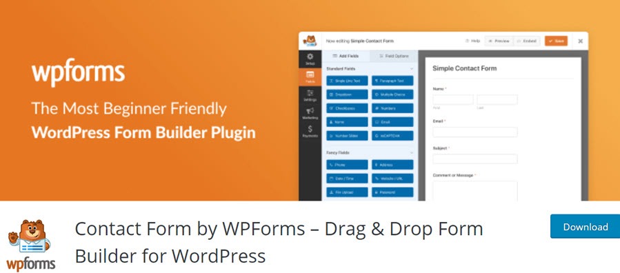 Contact Form by WPForms – Drag & Drop Form Builder for WordPress