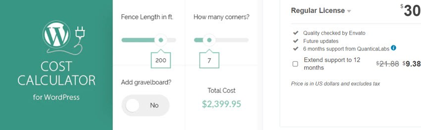 Cost Calculator For WordPress