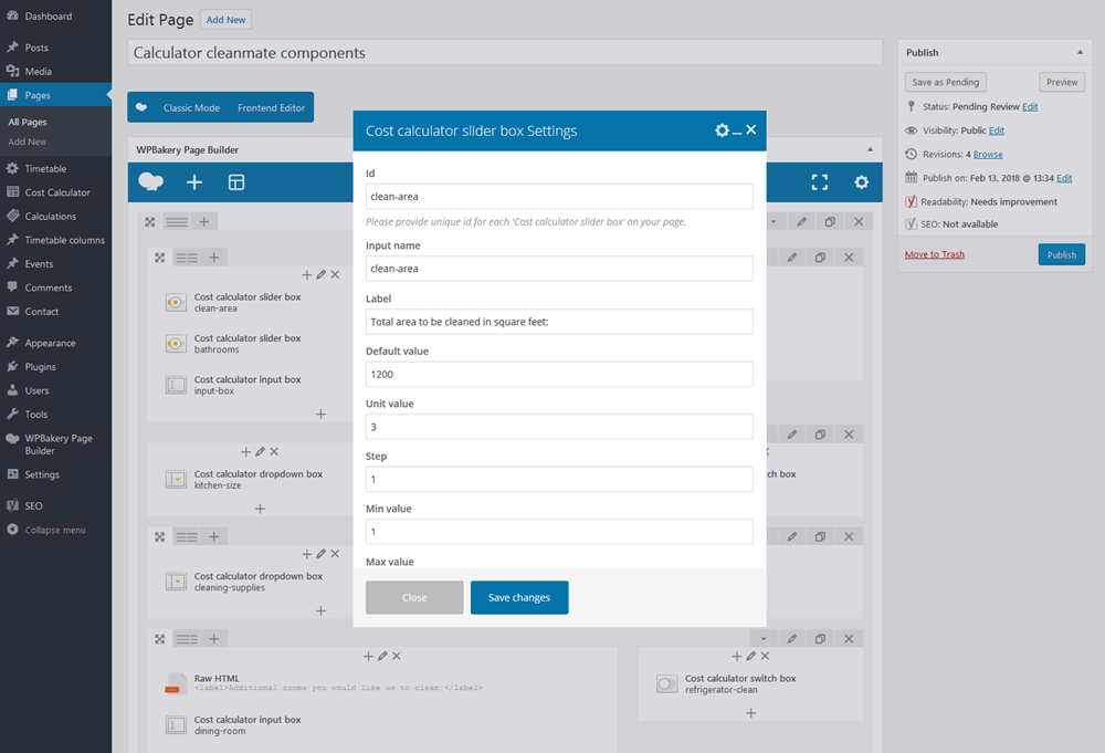 Cost Calculator Slider Box Plugin Screenshot