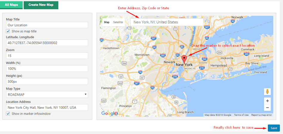 Creating A New Map Location Screenshot