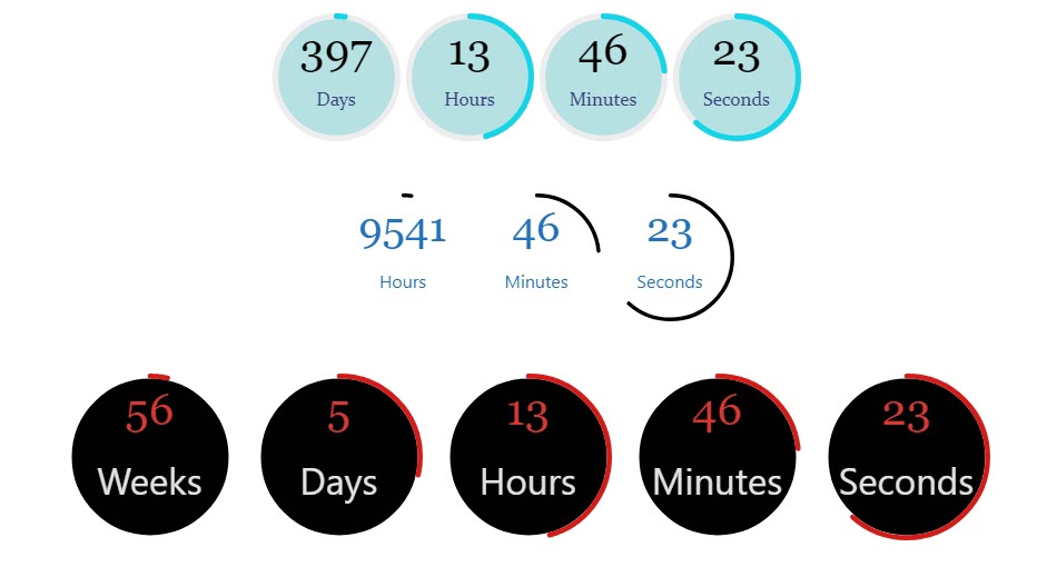 Different Type Of Countdown Timer Preview Demo