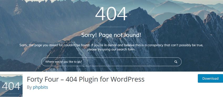 Forty Four – 404 Plugin for WordPress