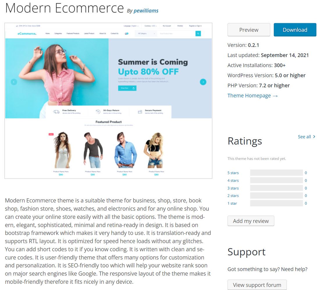 Free Modern Ecommerce Online Store Theme Demo