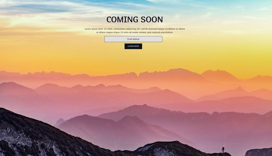 Fully responsive Coming Soon page Design Example