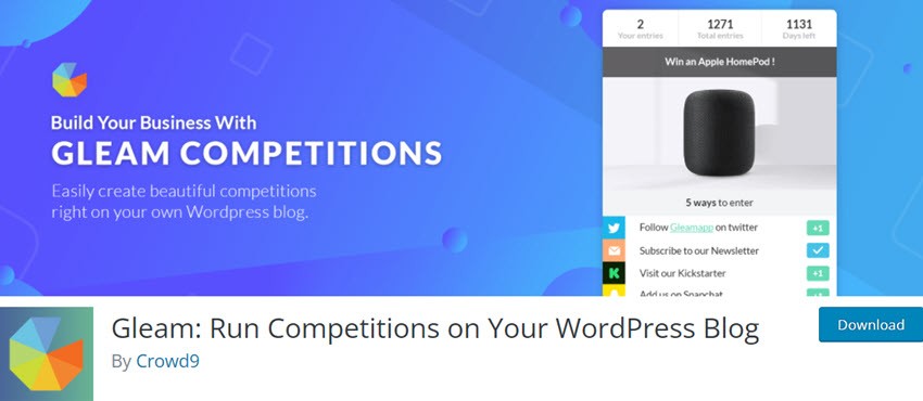 Gleam Run Competitions on Your WordPress Blog