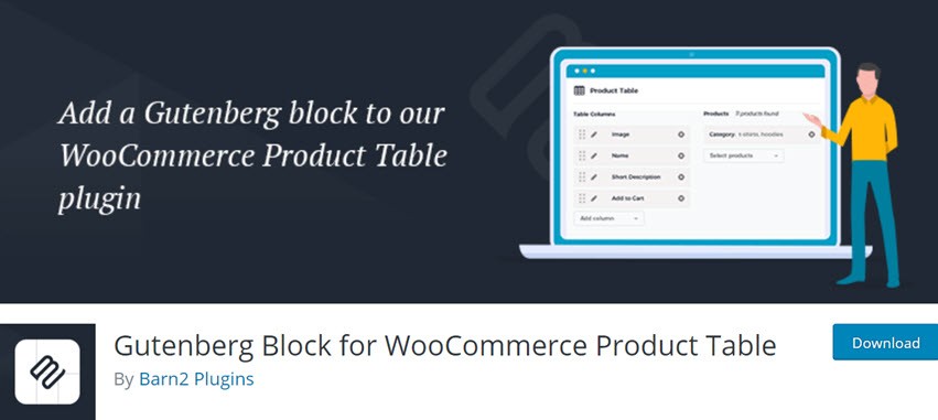 Gutenberg Block for WooCommerce Product Table