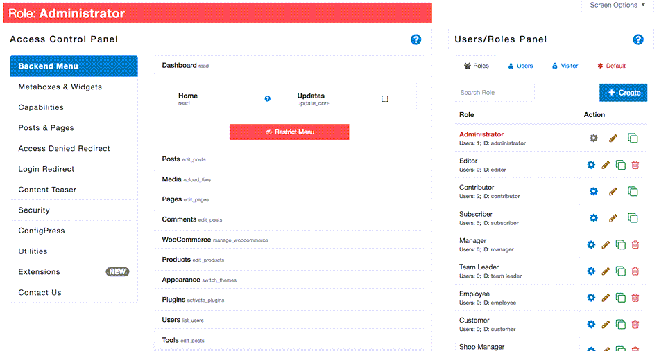 Manage Administrator Access To backend Menu