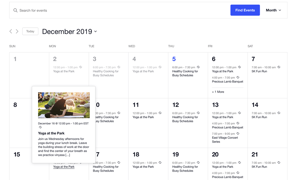 Month Vied With Hover Screenshot