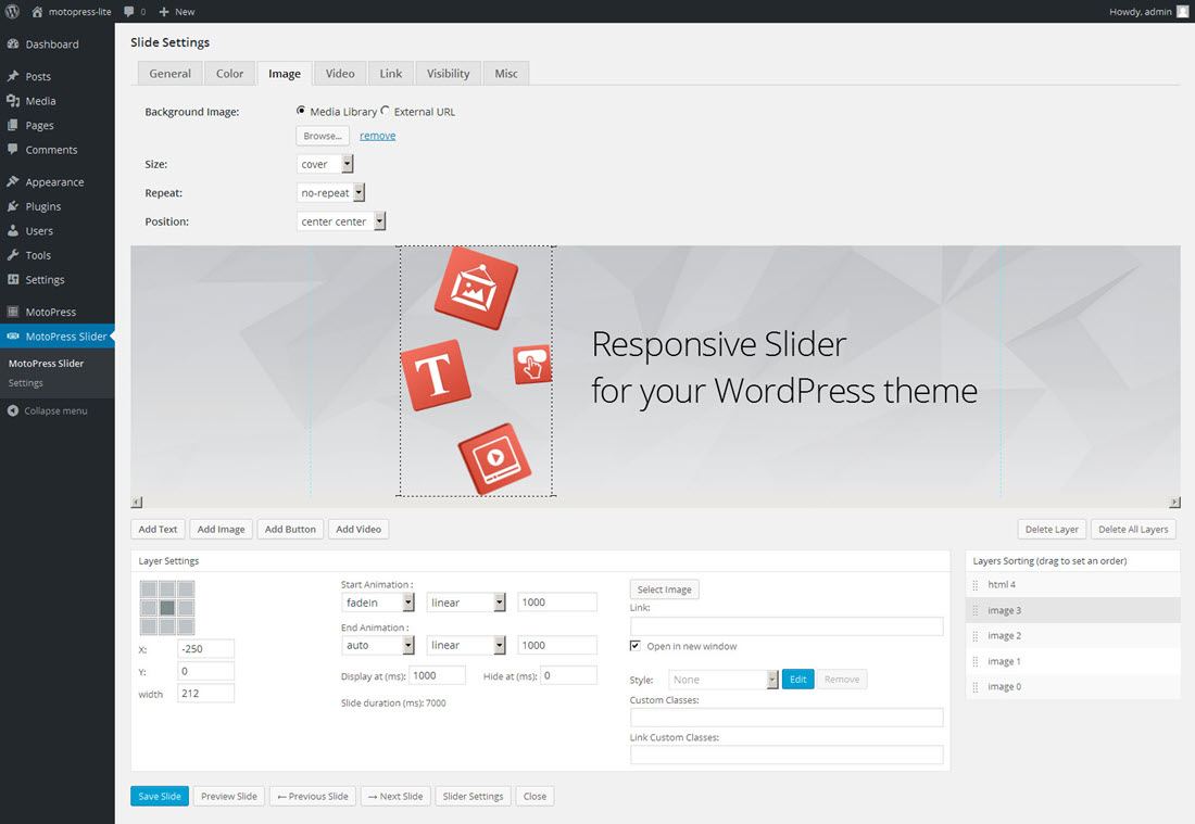 MotoPress Slider Setting And Layers