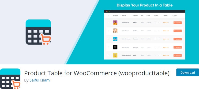 Product Table for WooCommerce (wooproducttable)