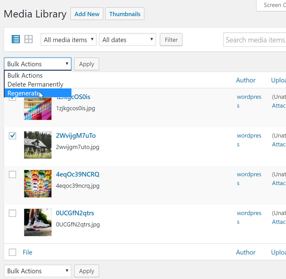 Regenerate Media Library Thumbnail