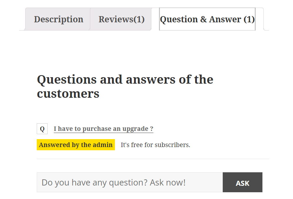 Show the User Question In The Question& nswer Tab