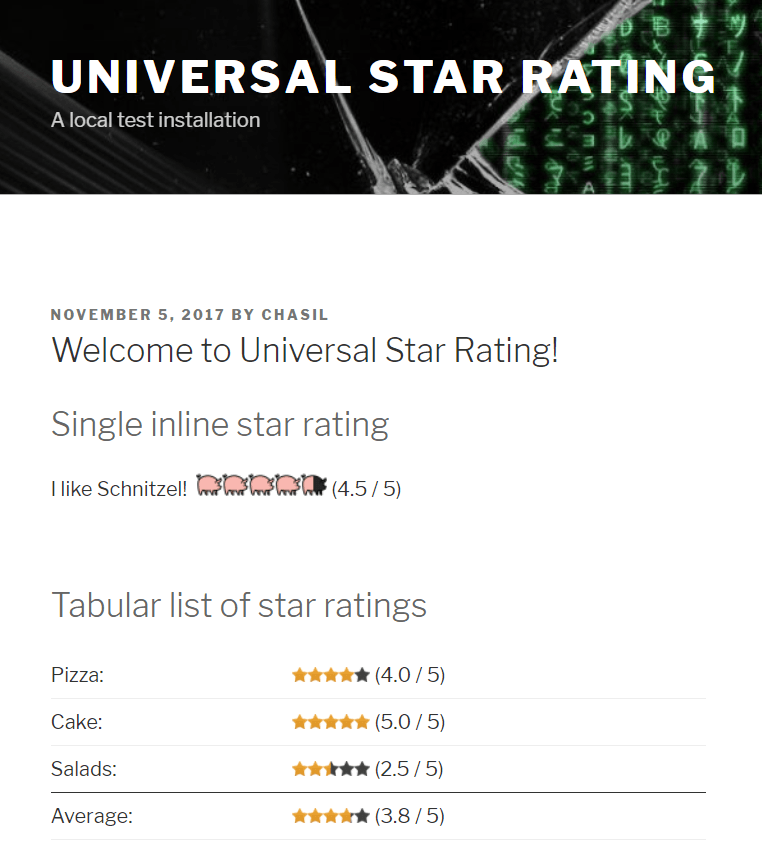 Single And Multi Rating Example