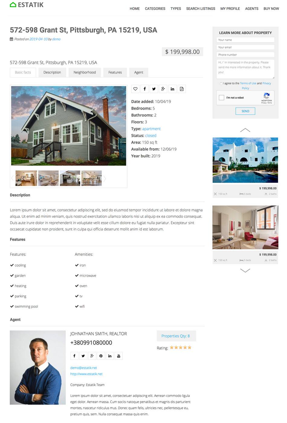 Single Property Page Screenshot