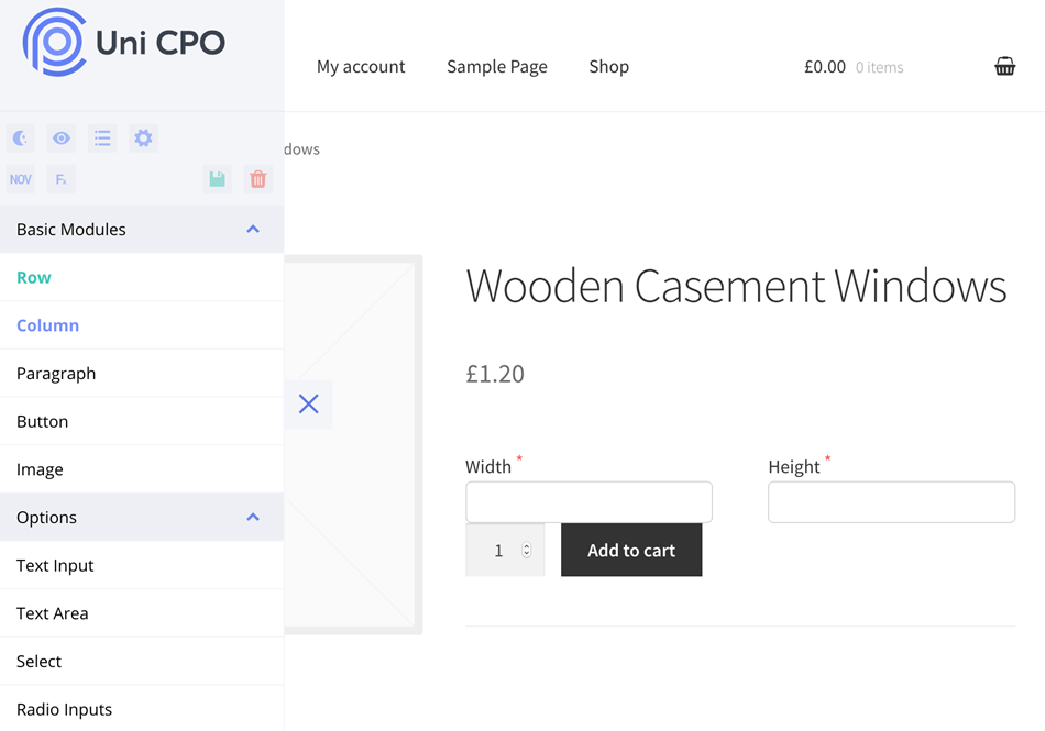 Uni CPO Plugin Calculator Screenshot