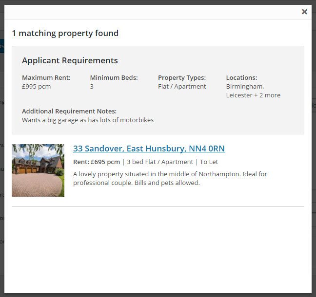 View List Of Properties That Match The Application Requirements