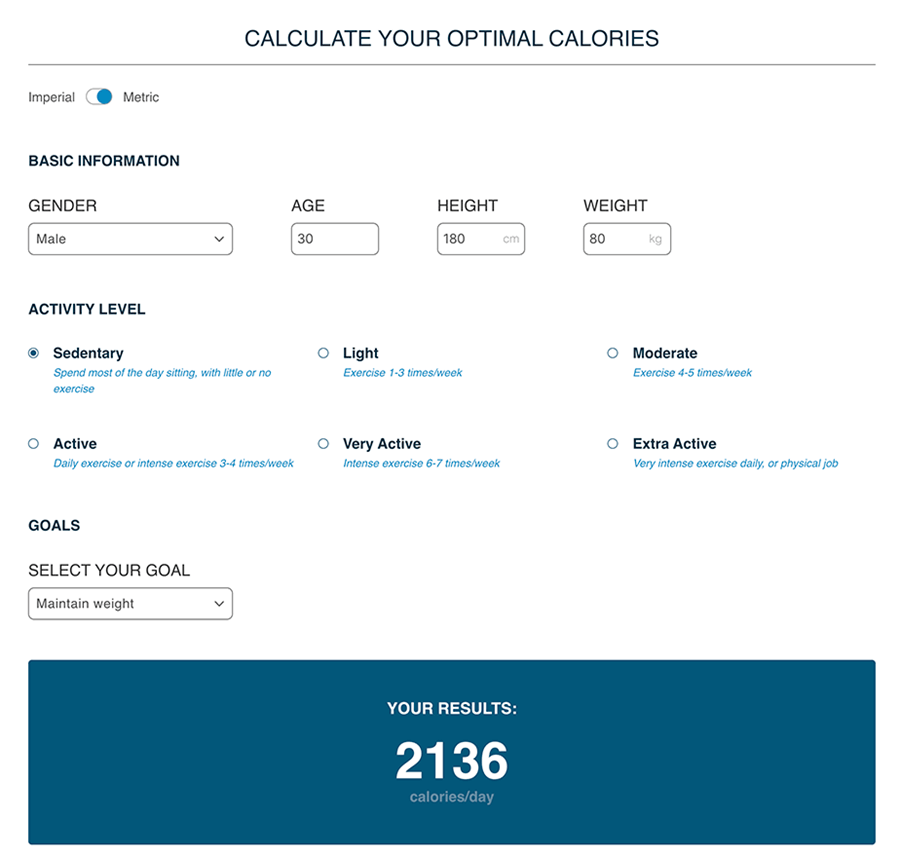 WP Calorie Calculator Plugin Demo