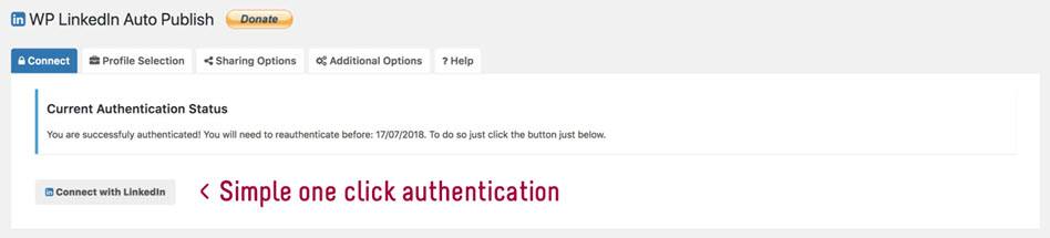 WP Linkdln AutonPublish Simple One Click Authentication