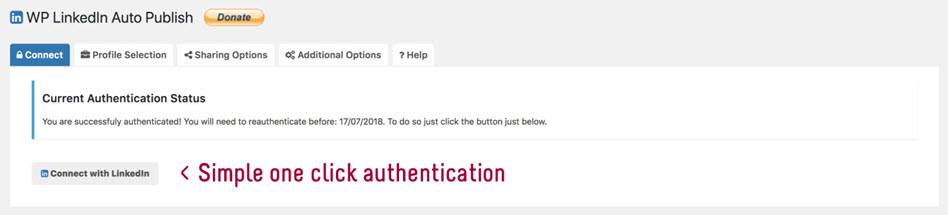 WP Linkdln AutonPublish Simple One Click Authentication