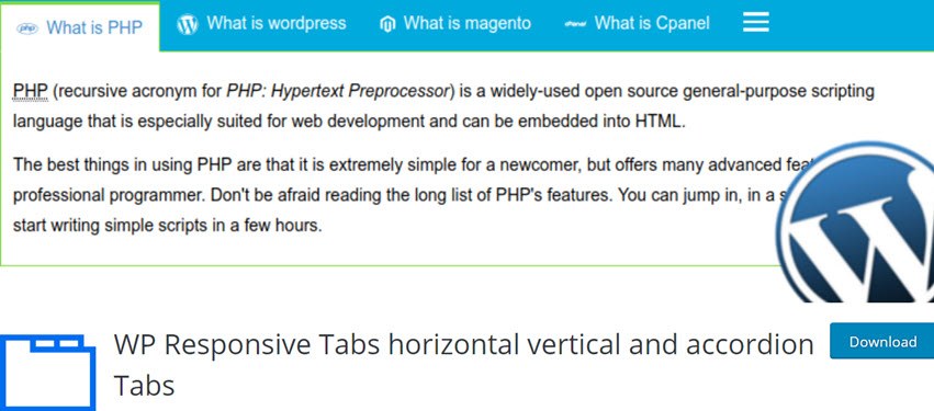 WP Responsive Tabs horizontal vertical and accordion Tabs