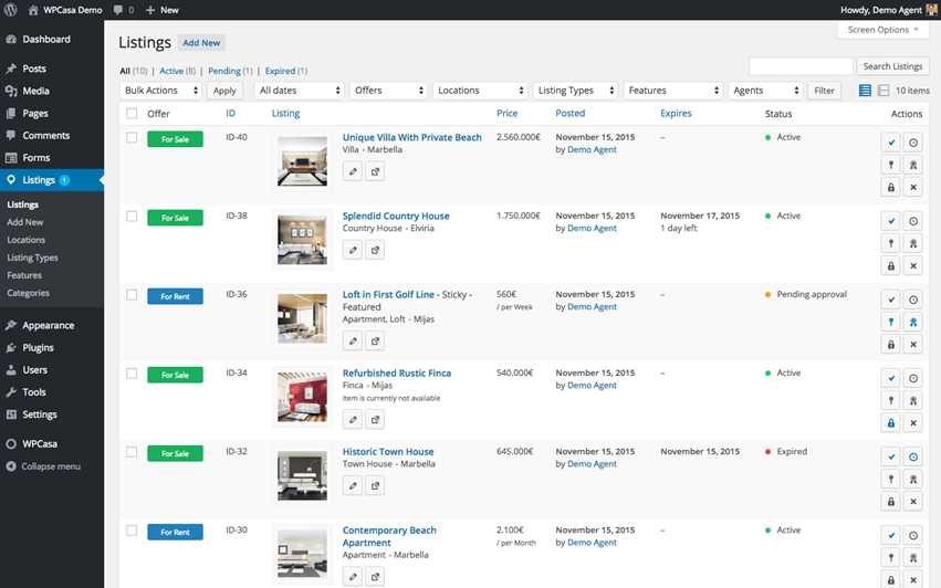 WPCasa Listings Screenshot