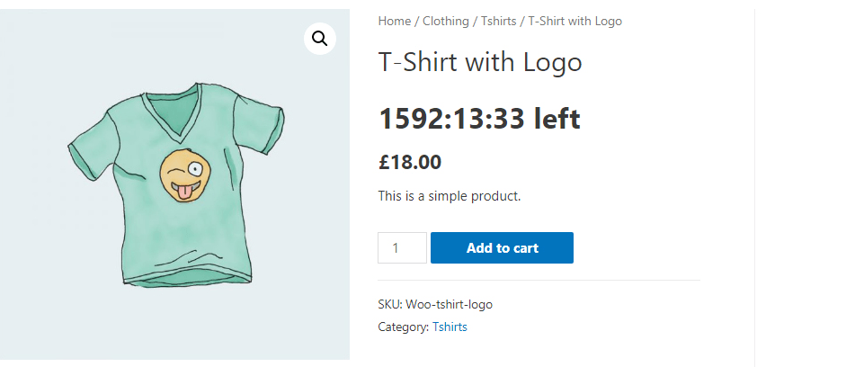 Woocommerce Countdown Timer To Start T-shirt Sale Screenshot