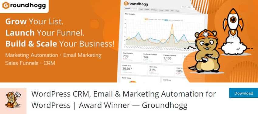 WordPress CRM, Email & Marketing Automation for WordPress Award Winner Groundhogg