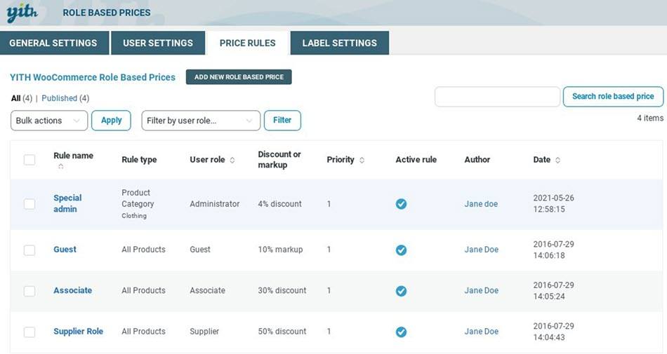 Yith Role Based Price Rule Setting