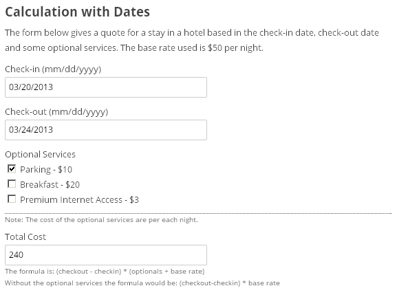 date Calculation Form Plugin Sample