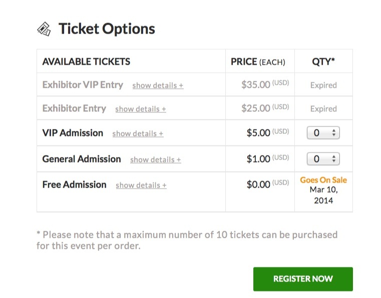 event espresso Ticket Booking Options