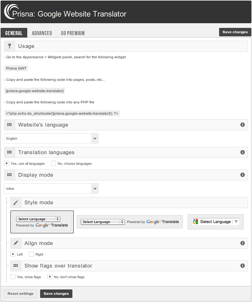 general Admin Panel Setting