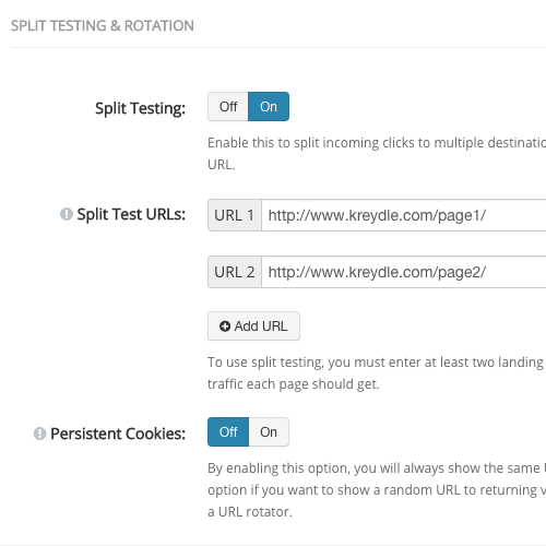 linktrackr split testing & Rotation