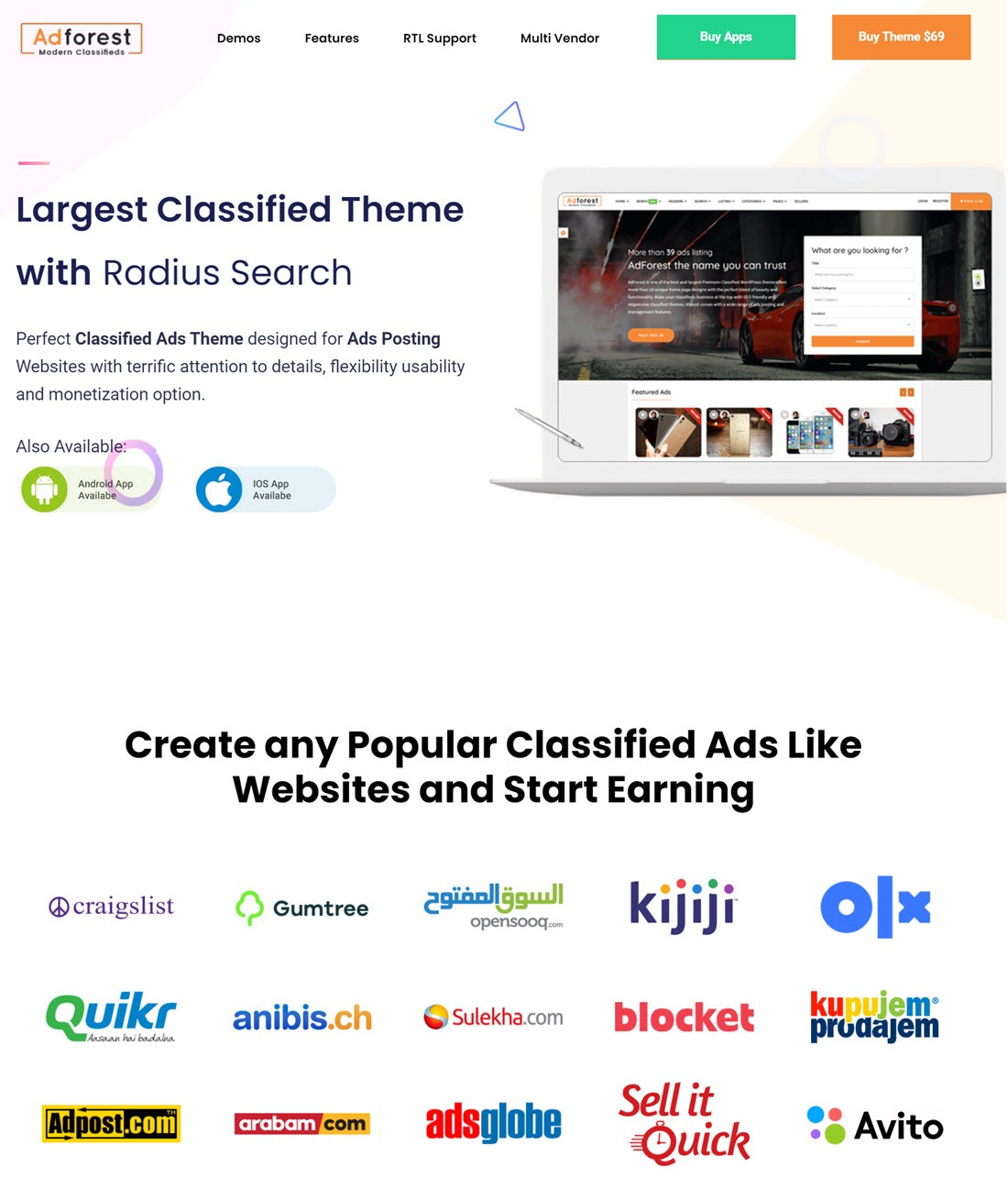 AdForest Classified Ads WordPress Theme Example