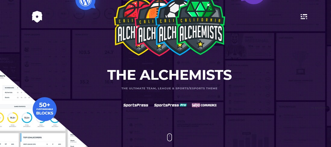 Alchemists Sports, eSports & Gaming Club and News WordPress Theme ScreenShot